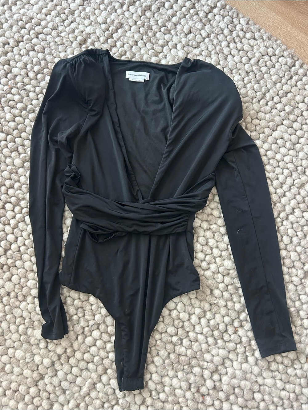 Lovers + Friends Black Long-Sleeve Wrap Kids One-Piece Bodysuit
